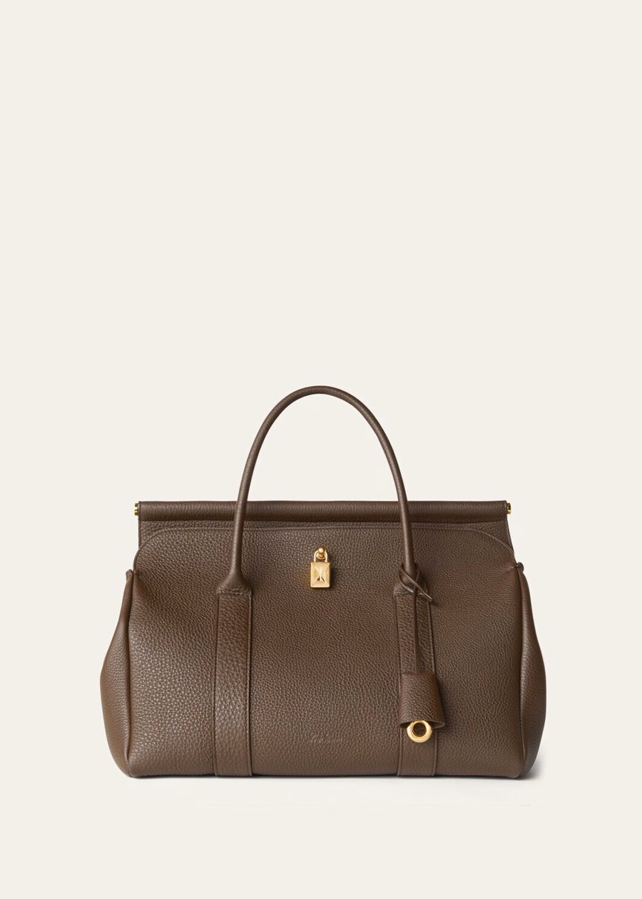 Loom Bag L32 Grained Calfskin Dark Chocolate Licorice/Sun Gold