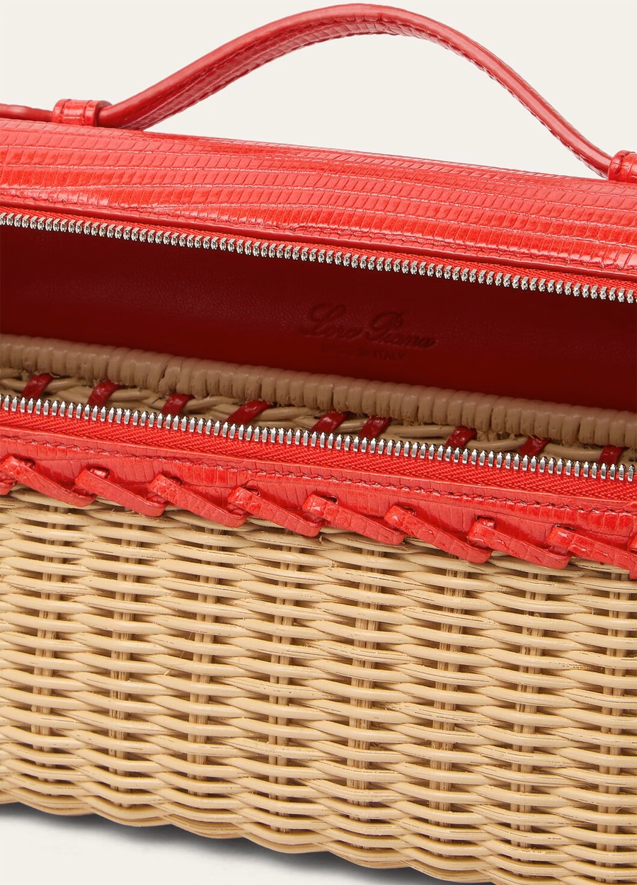 Extra pocket L19 East-West wicker lipstick malt-coral/antique silver