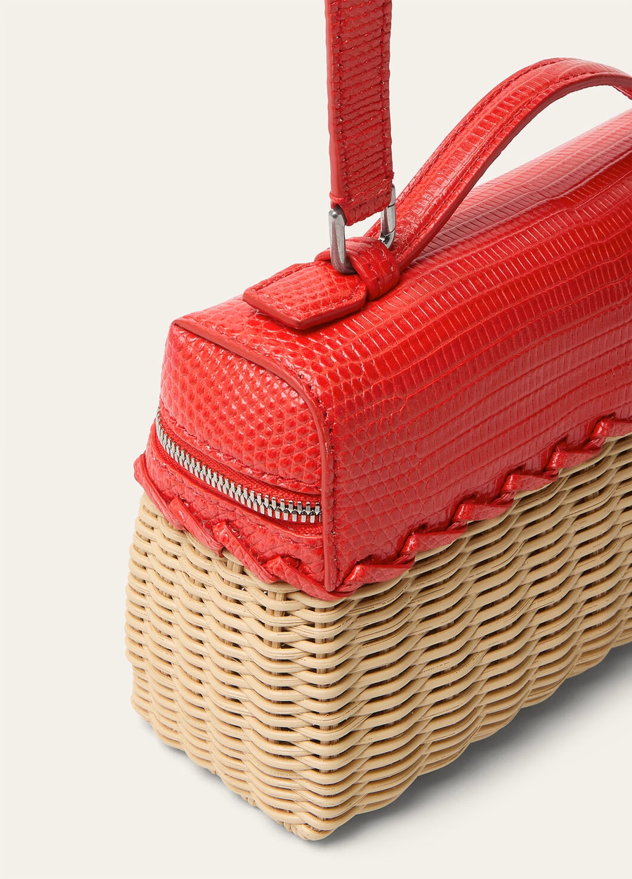 Extra pocket L19 East-West wicker lipstick malt-coral/antique silver