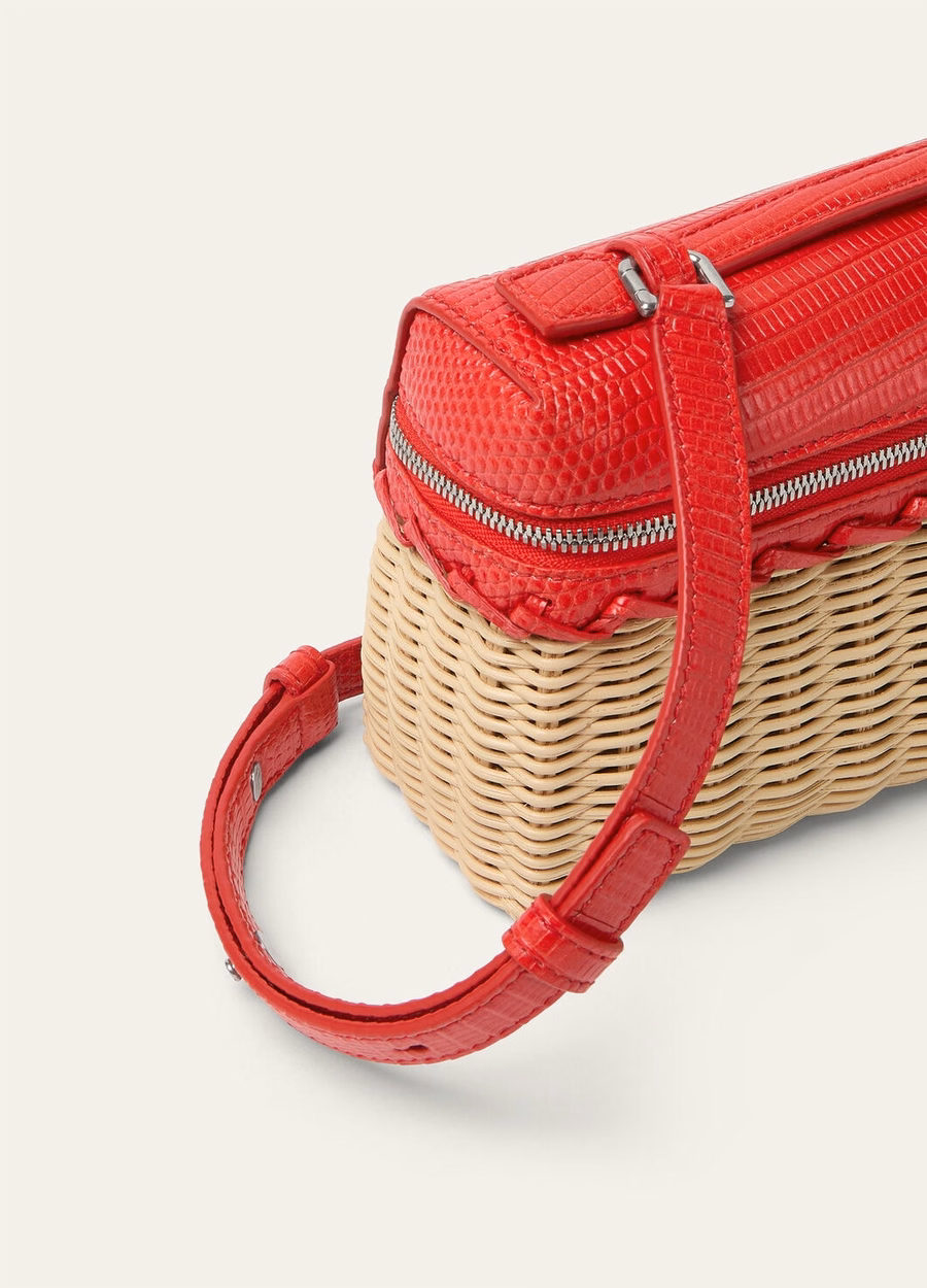 Extra pocket L19 East-West wicker lipstick malt-coral/antique silver