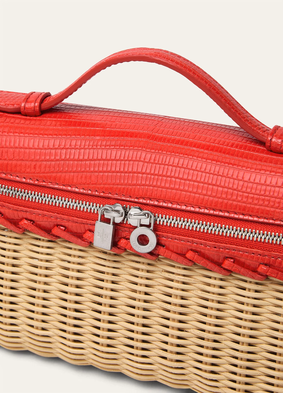Extra pocket L19 East-West wicker lipstick malt-coral/antique silver