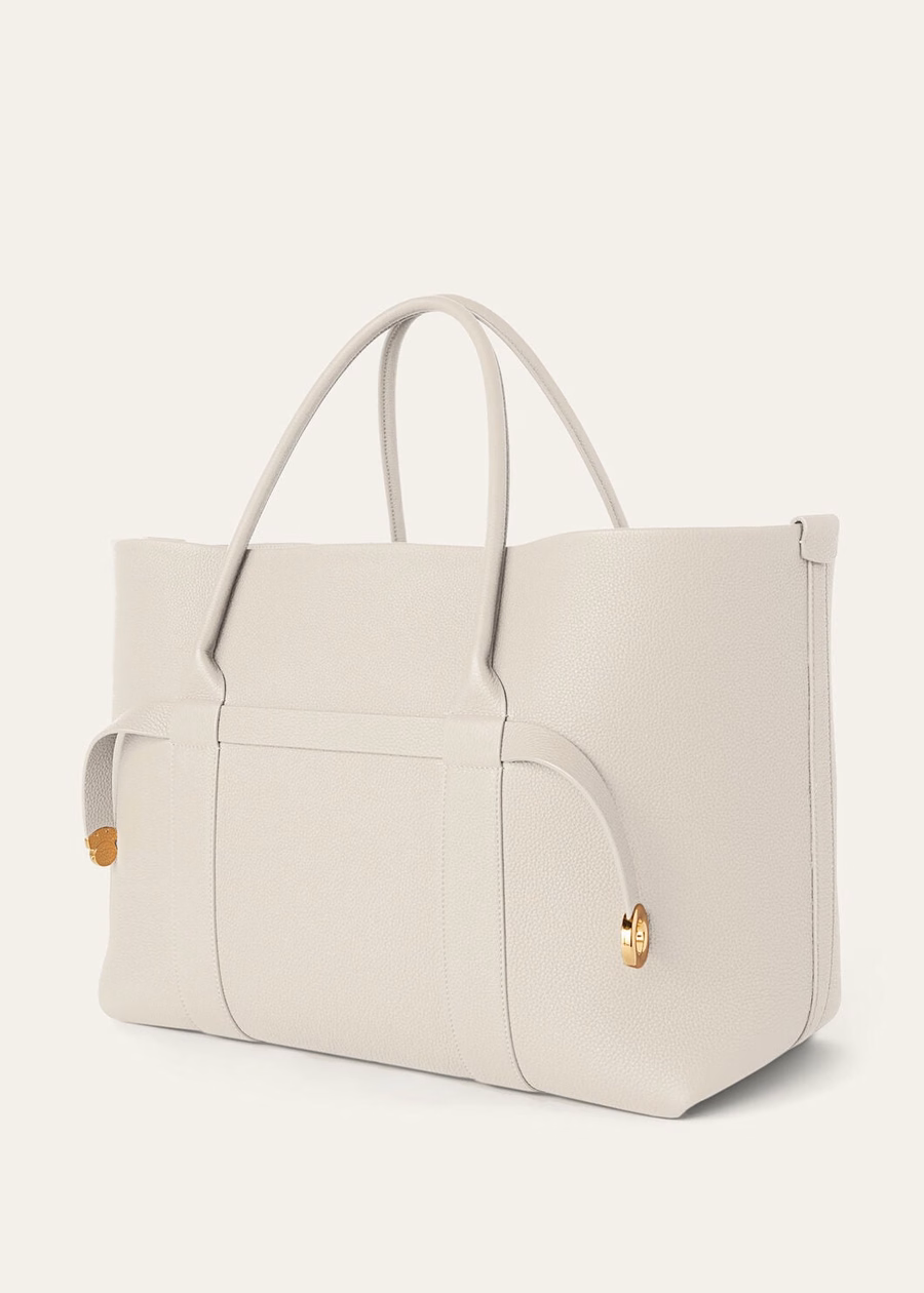 Large Shopper Bag Light Travertine Calfskin/Sun Gold
