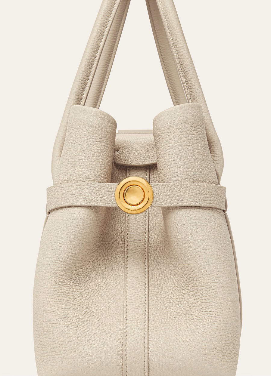 Small Ghiera Shopper Calfskin Light Travertine/Sun Gold