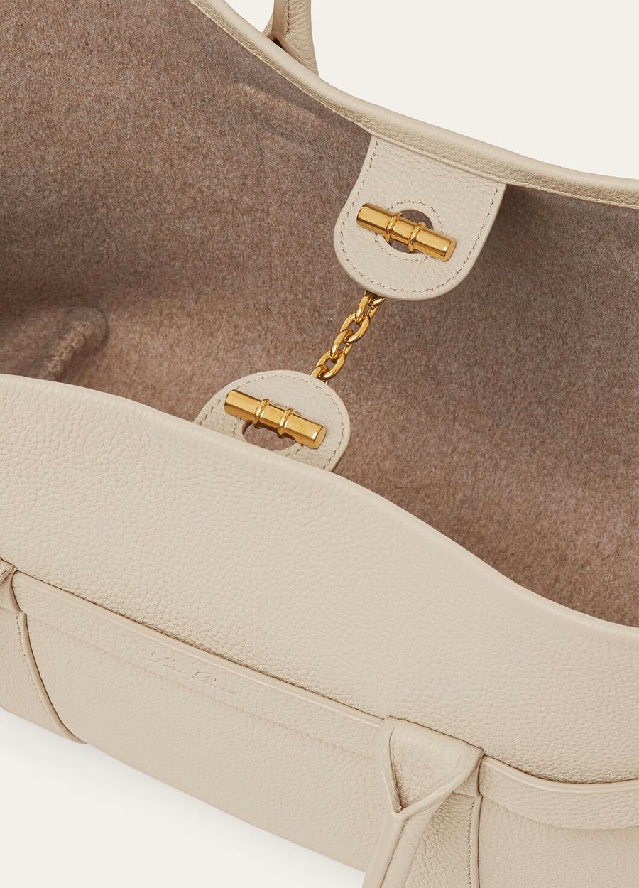 Small Ghiera Shopper Calfskin Light Travertine/Sun Gold