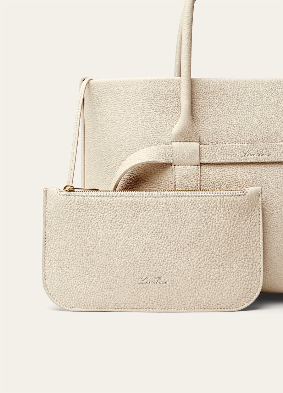 Small Ghiera Shopper Calfskin Light Travertine/Sun Gold