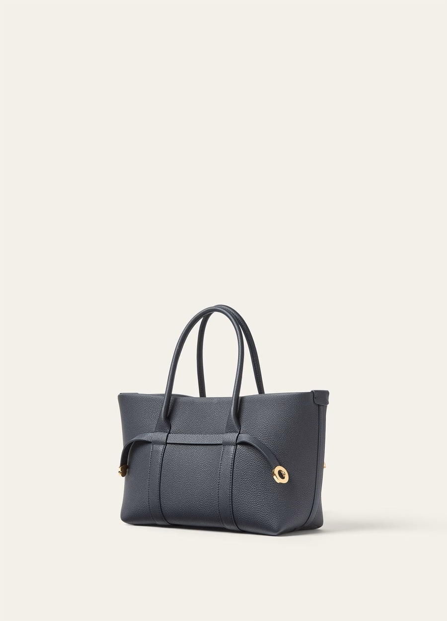 Small Shopper Bag Calfskin Navy Blue/Sun Gold