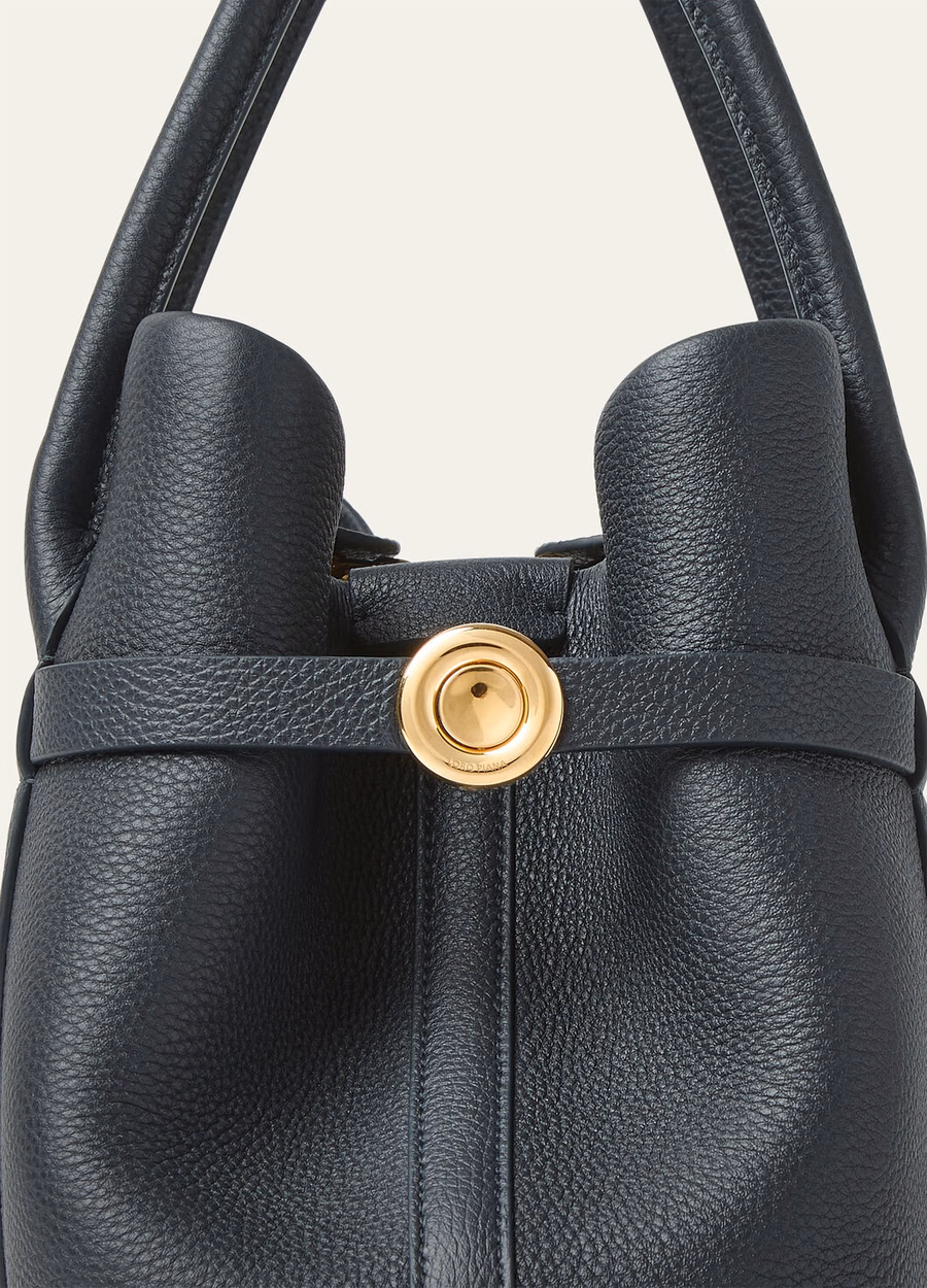 Small Shopper Bag Calfskin Navy Blue/Sun Gold