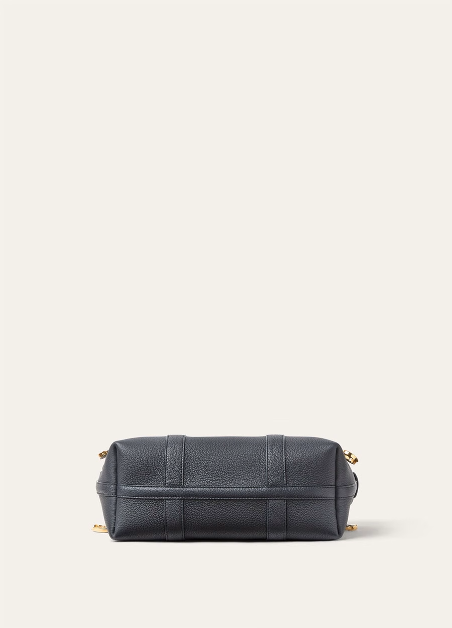 Small Shopper Bag Calfskin Navy Blue/Sun Gold