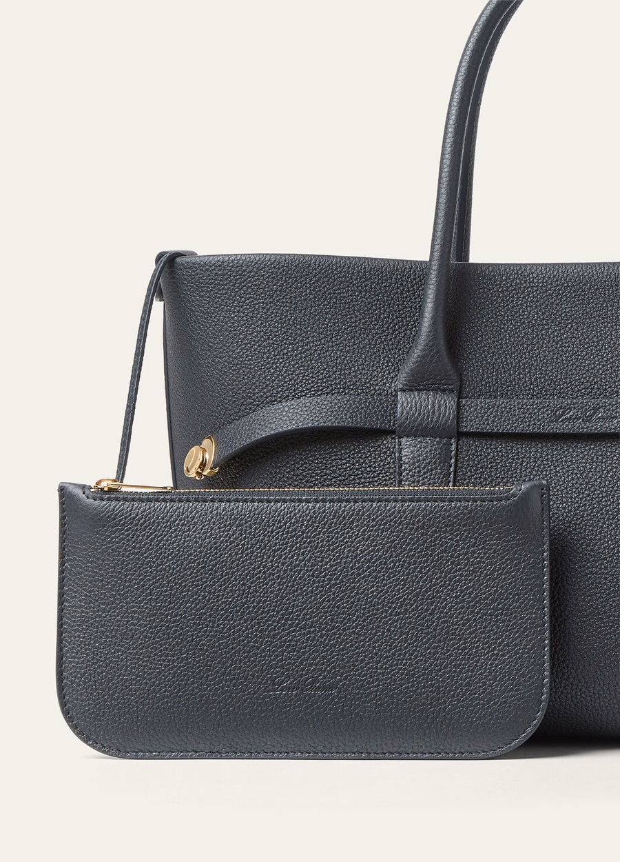 Small Shopper Bag Calfskin Navy Blue/Sun Gold