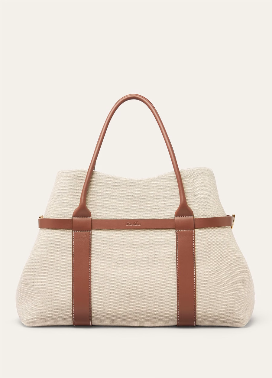 Large Shopper Bag Cotton Linen Natural/Caramel Sugar/Sun Gold