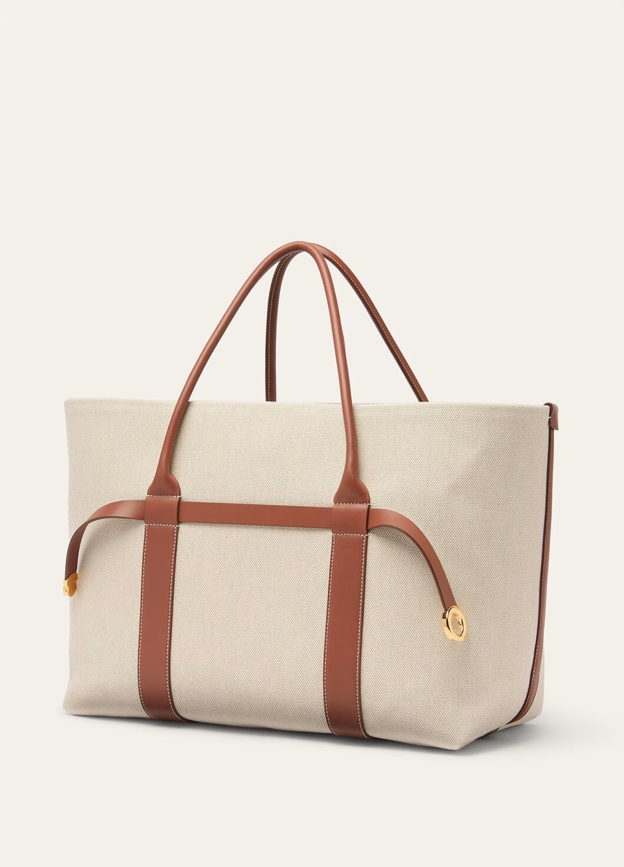 Large Shopper Bag Cotton Linen Natural/Caramel Sugar/Sun Gold