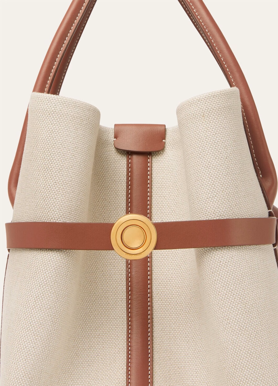 Large Shopper Bag Cotton Linen Natural/Caramel Sugar/Sun Gold