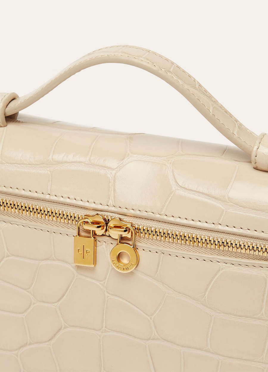 Extra pocket L19 Alligator leather Light Travertine/Sun Gold