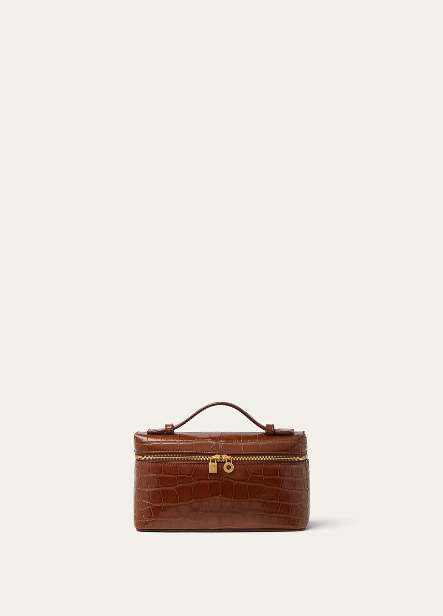 Extra pocket L19 alligator leather Intense Espresso/Sun Gold