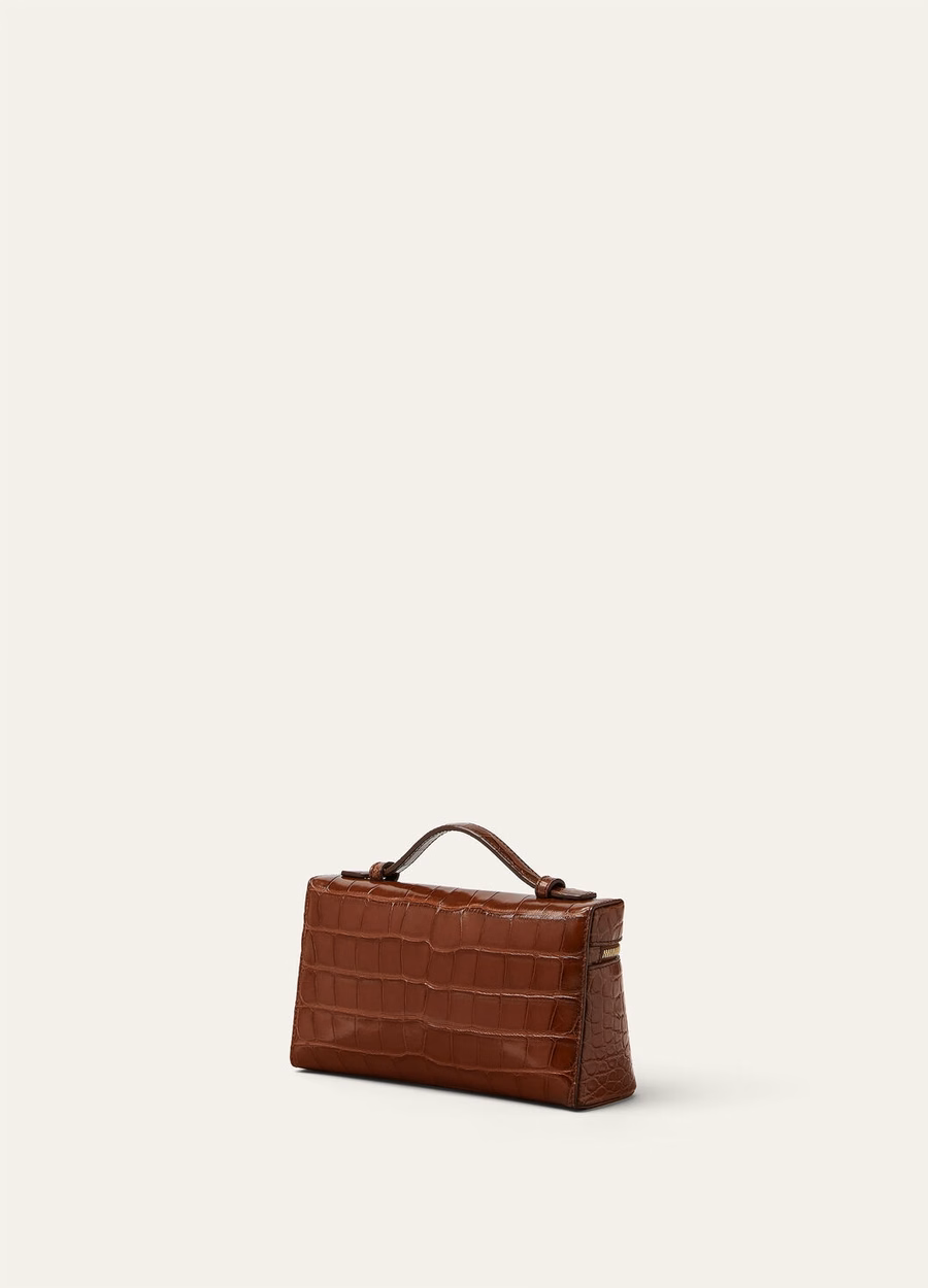 Extra pocket L19 alligator leather Intense Espresso/Sun Gold