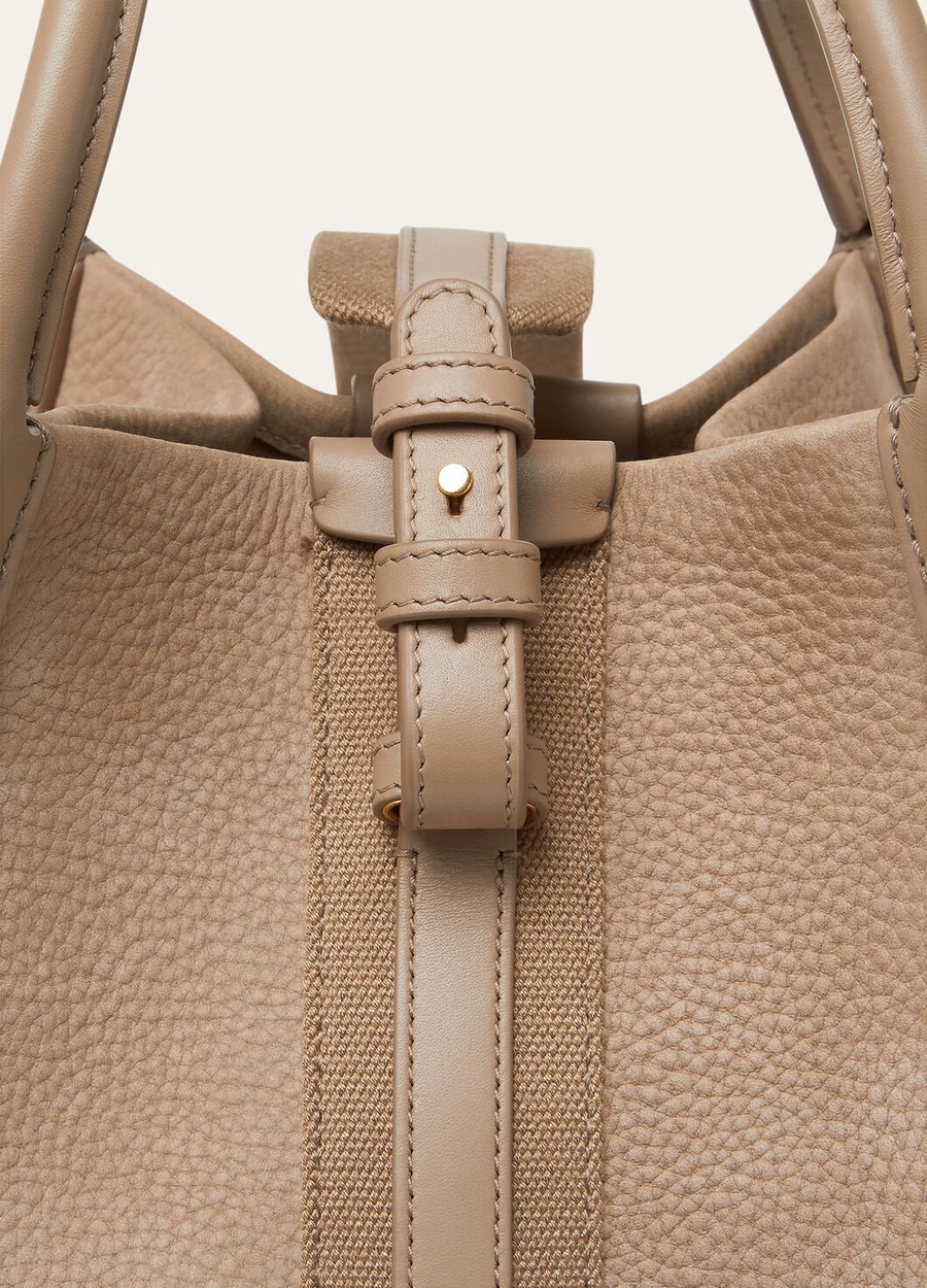 Mic Bale Bag Calfskin Fume Taupe/Sun Gold
