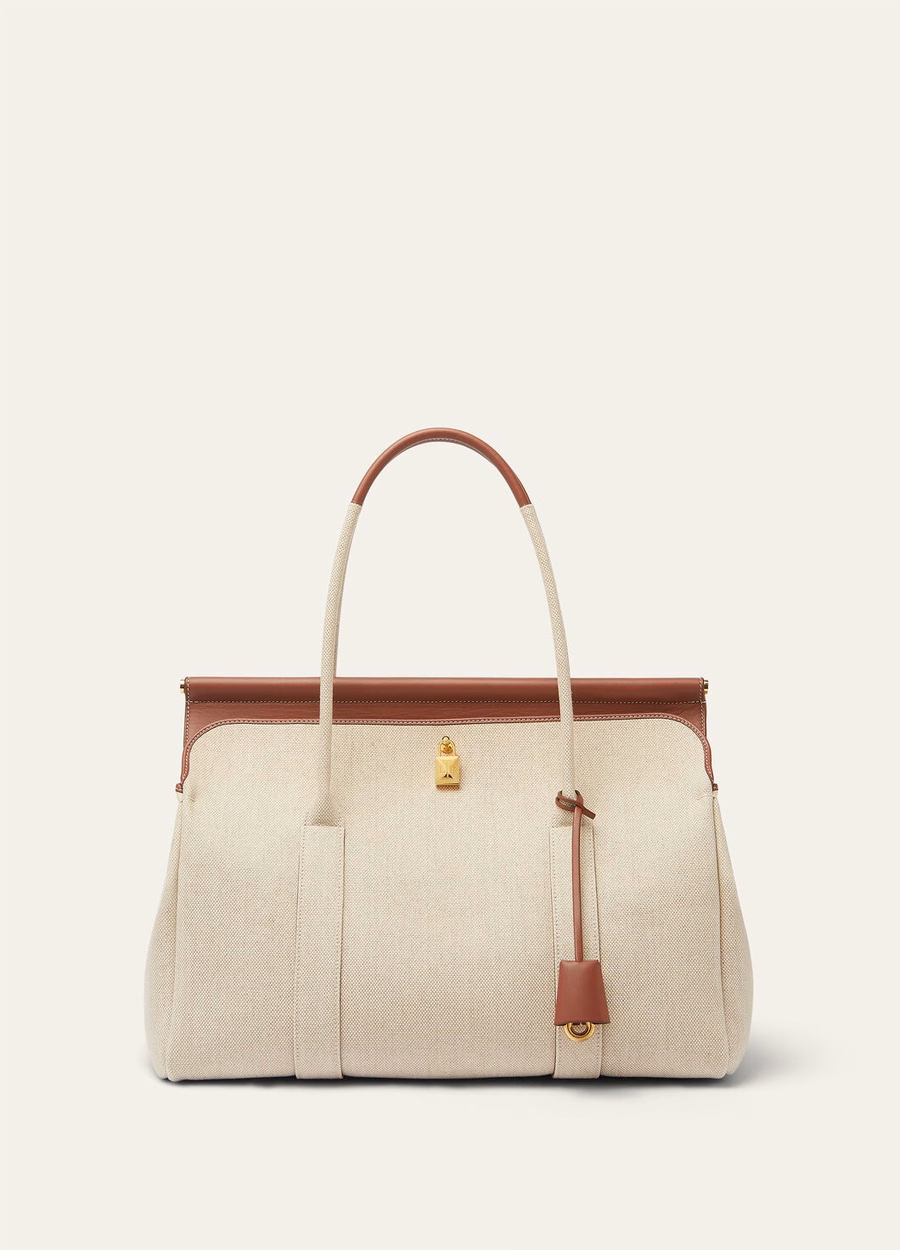 Loom Bag L37 Cotton Linen Natural/Caramel Sugar/Sun Gold