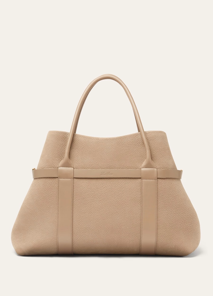 Large Shopper Fume Taupe/Sun Gold Calfskin Leather Ring