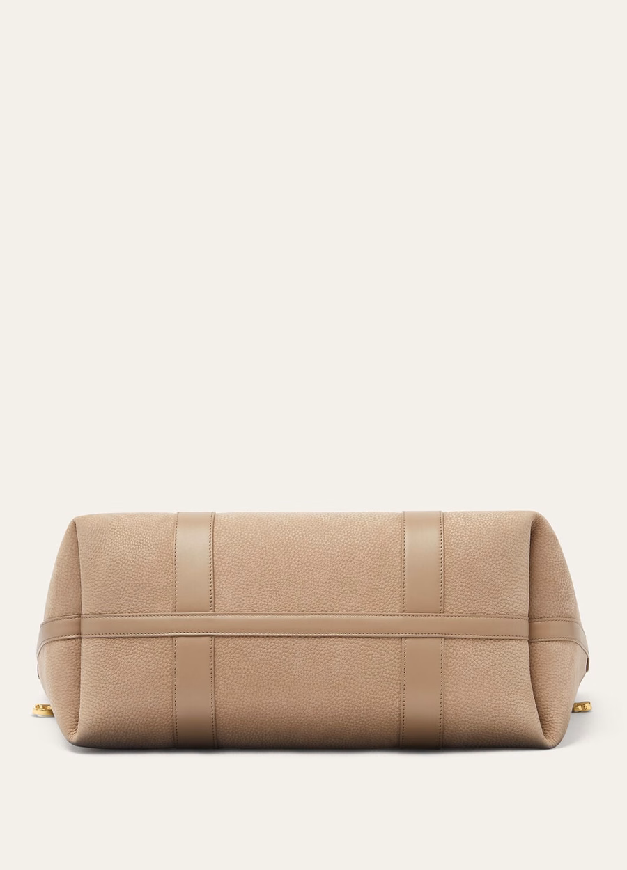 Large Shopper Fume Taupe/Sun Gold Calfskin Leather Ring