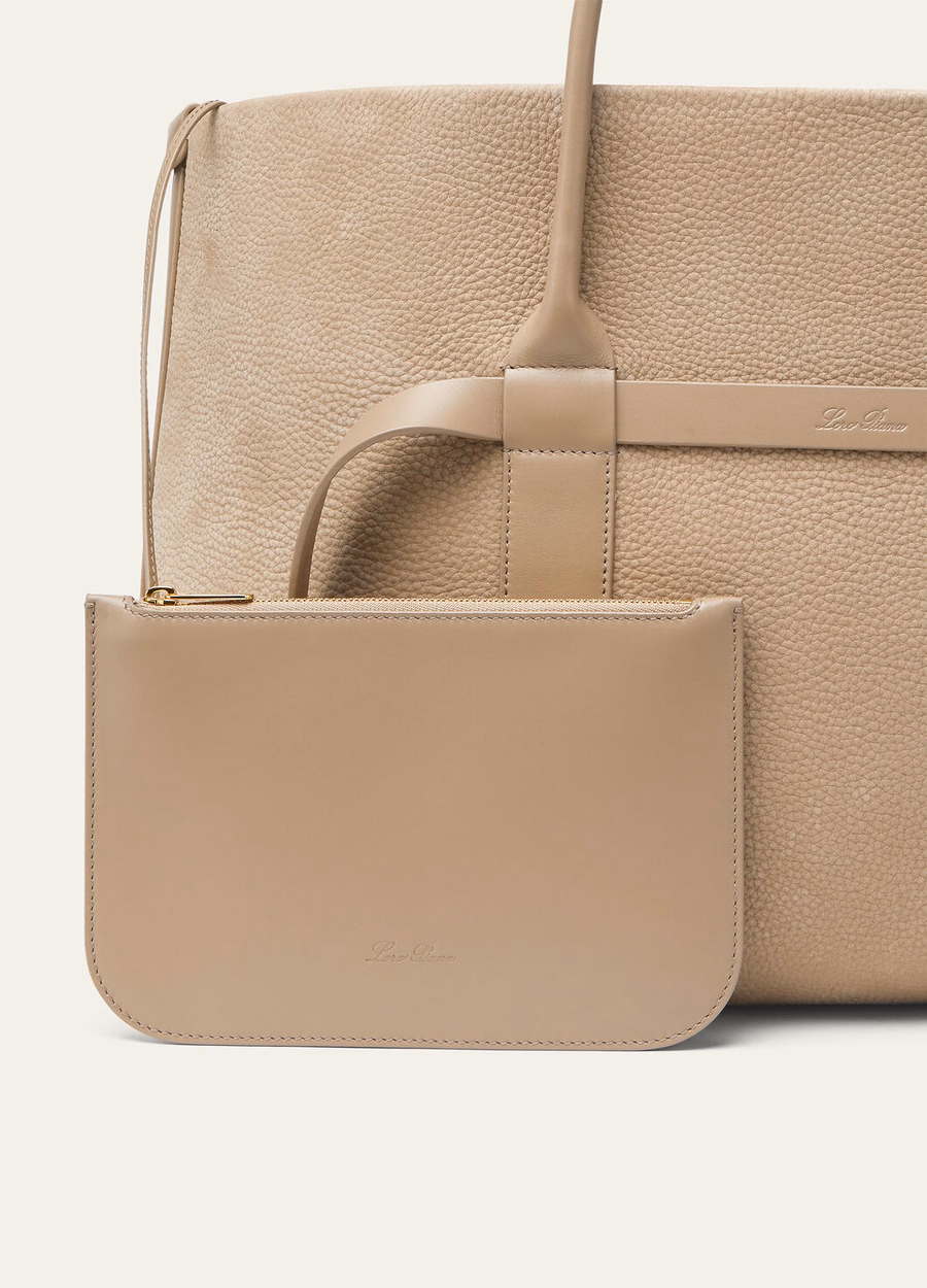 Large Shopper Fume Taupe/Sun Gold Calfskin Leather Ring