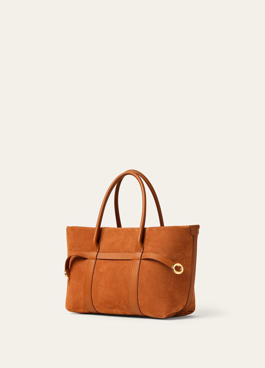 Small Shopper Calfskin Leather Bon Ton Brown/Sun Gold