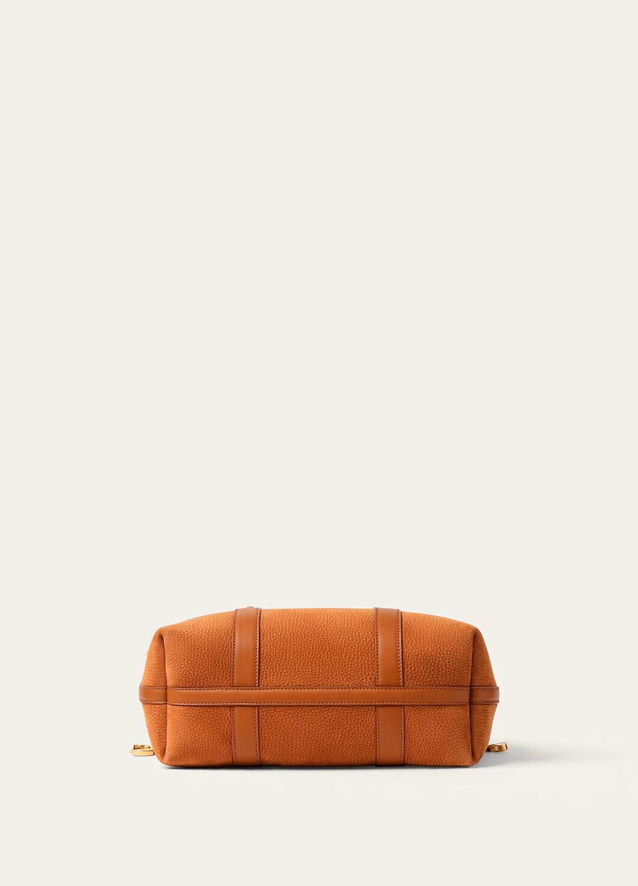 Small Shopper Calfskin Leather Bon Ton Brown/Sun Gold