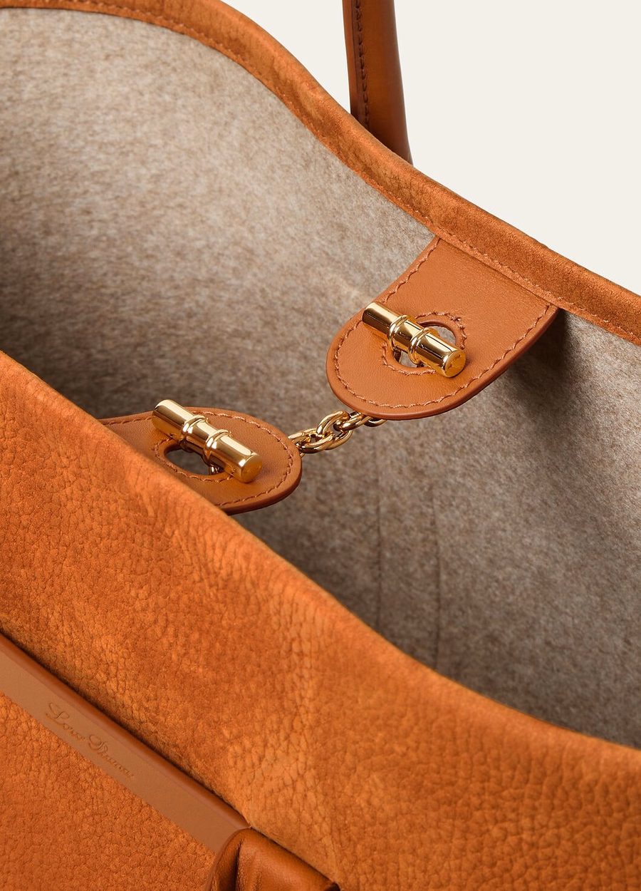 Small Shopper Calfskin Leather Bon Ton Brown/Sun Gold