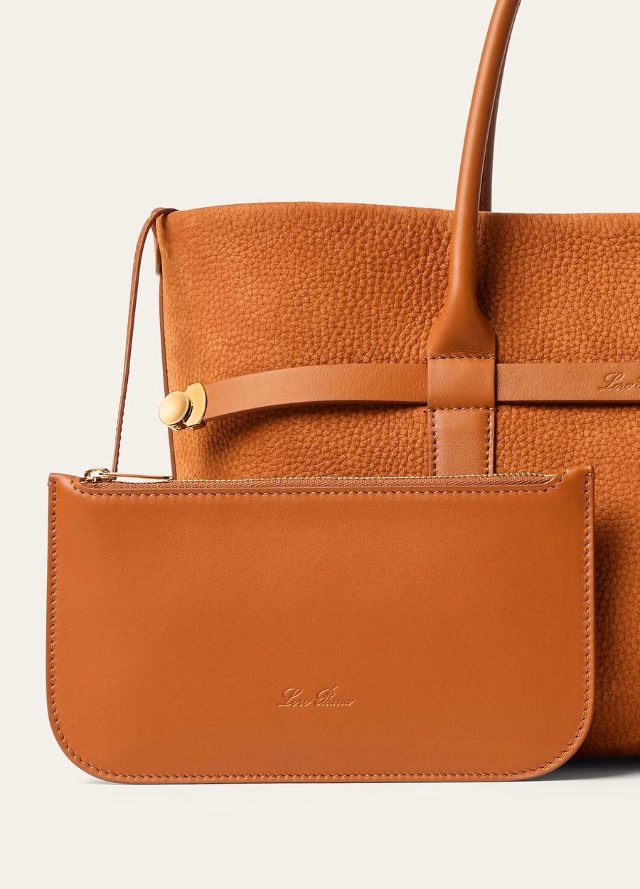 Small Shopper Calfskin Leather Bon Ton Brown/Sun Gold