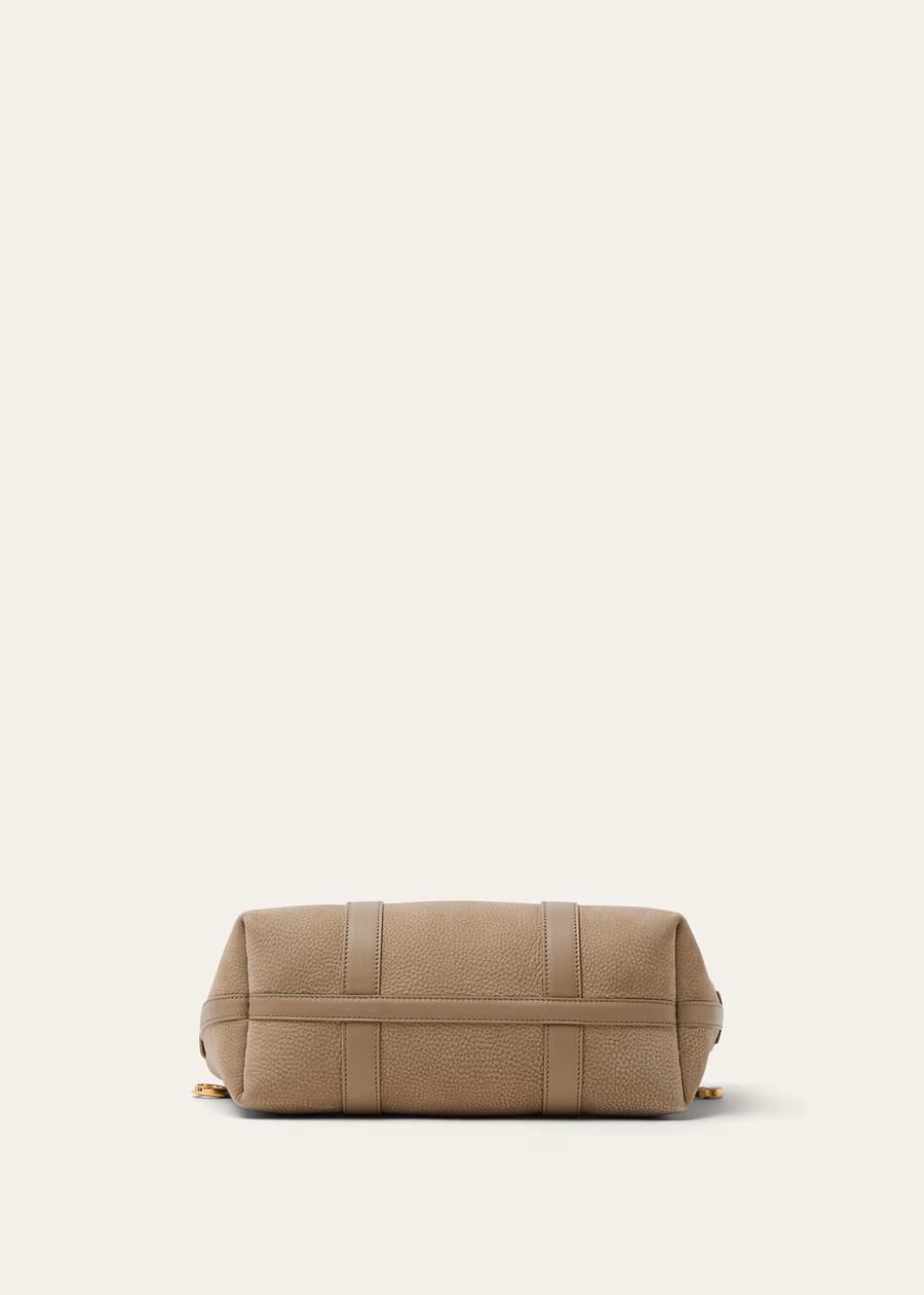 Small Ghiera Shopper Calfskin Fume Taupe/Sun Gold