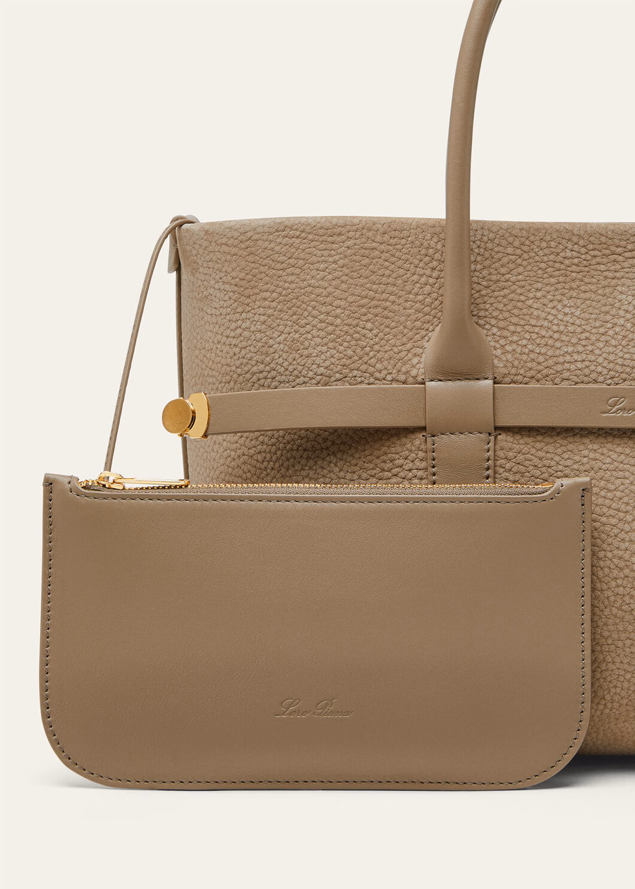 Small Ghiera Shopper Calfskin Fume Taupe/Sun Gold