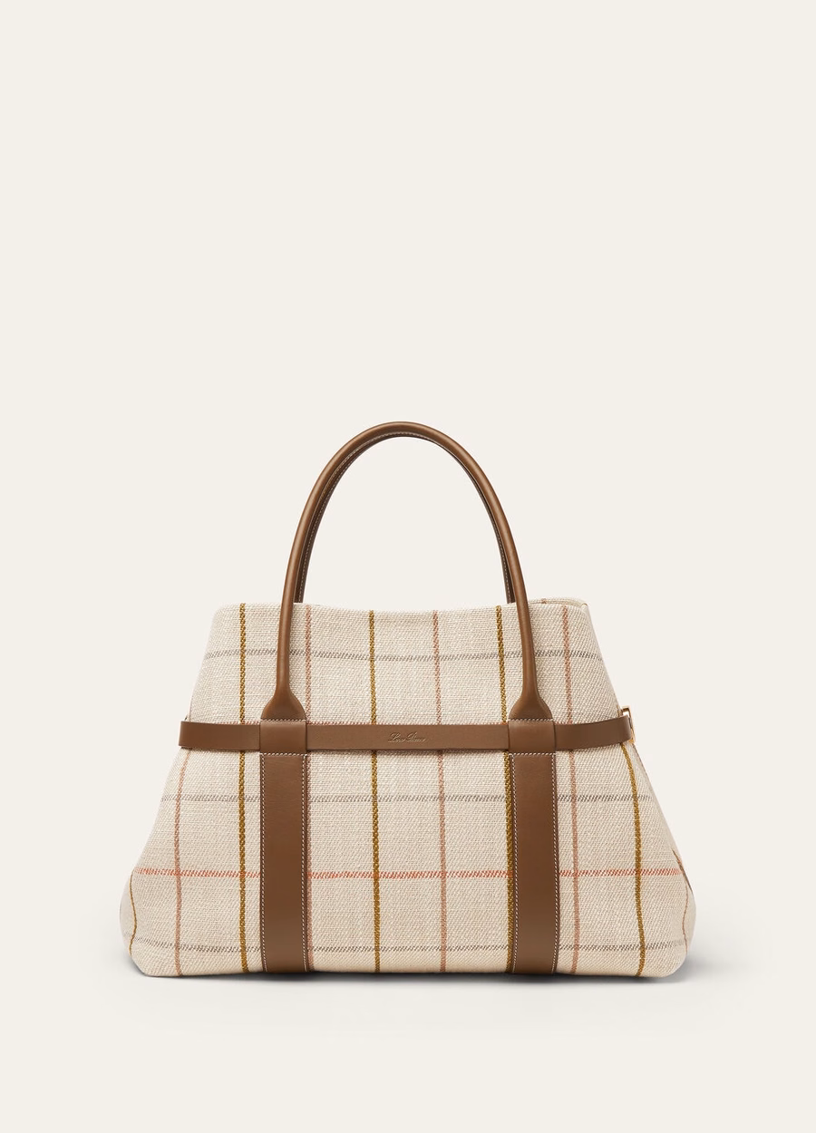Large Shopper Bag Tartan Linen/Salted Capers/Sun Gold