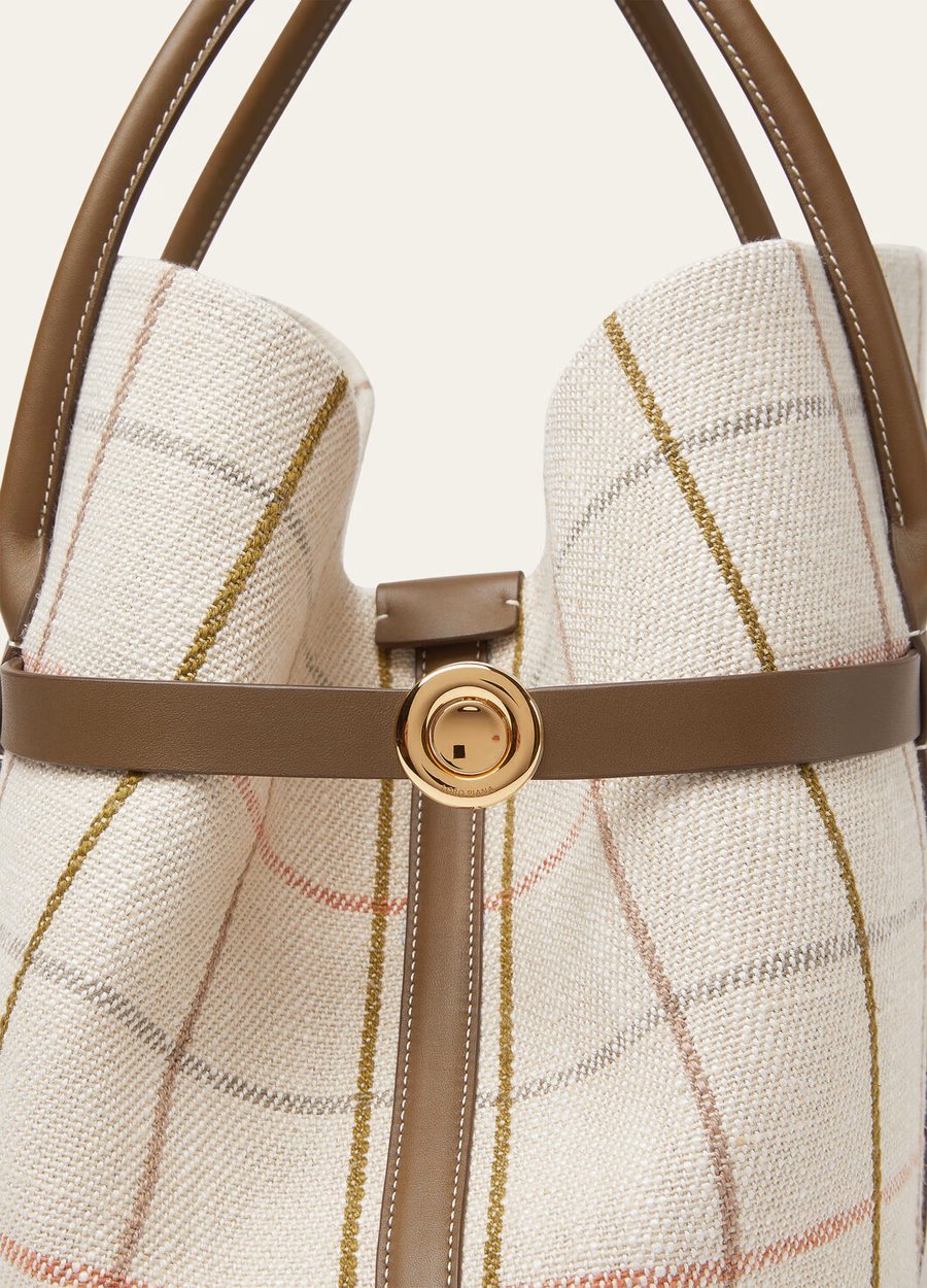 Large Shopper Bag Tartan Linen/Salted Capers/Sun Gold