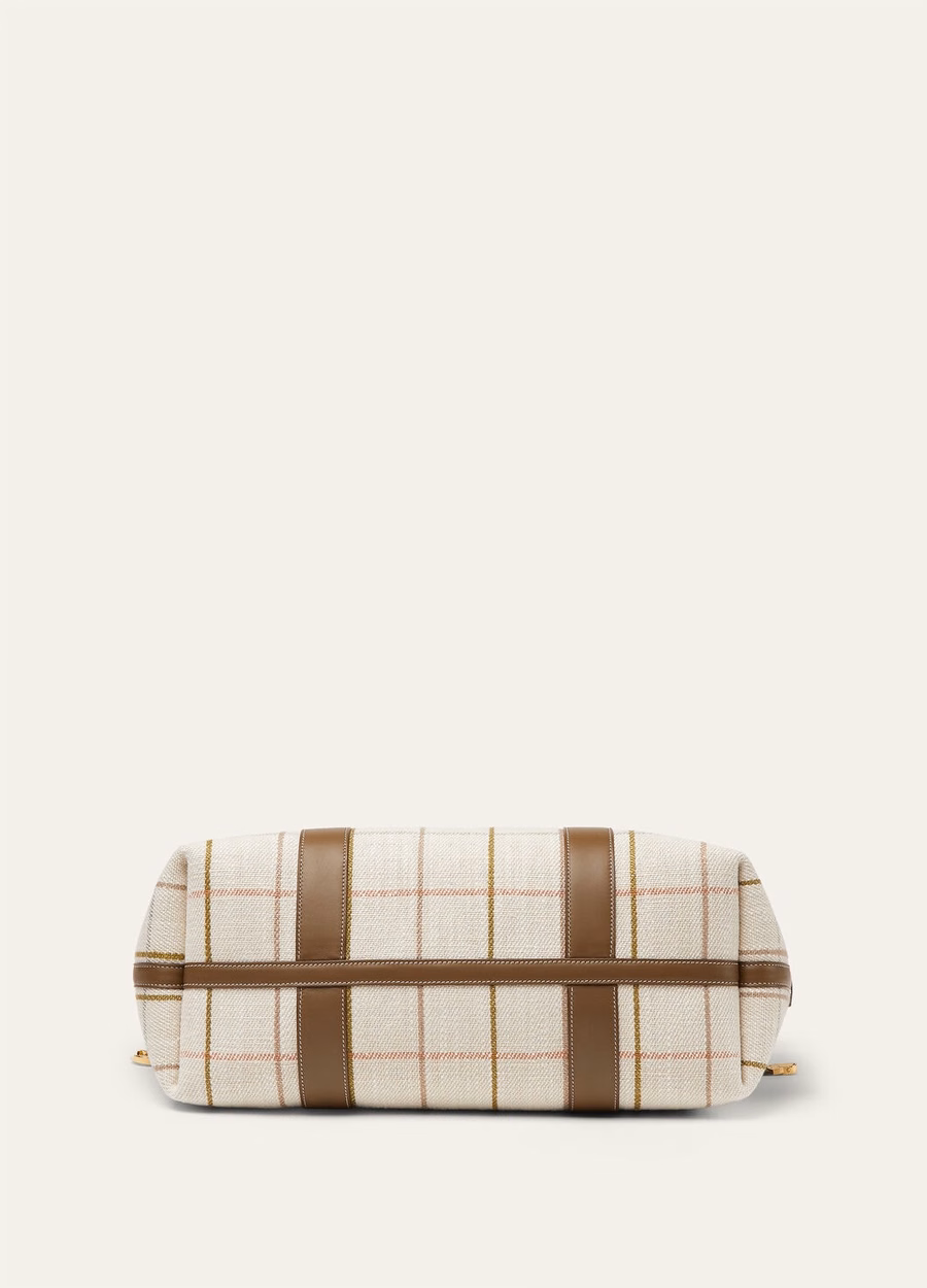 Large Shopper Bag Tartan Linen/Salted Capers/Sun Gold
