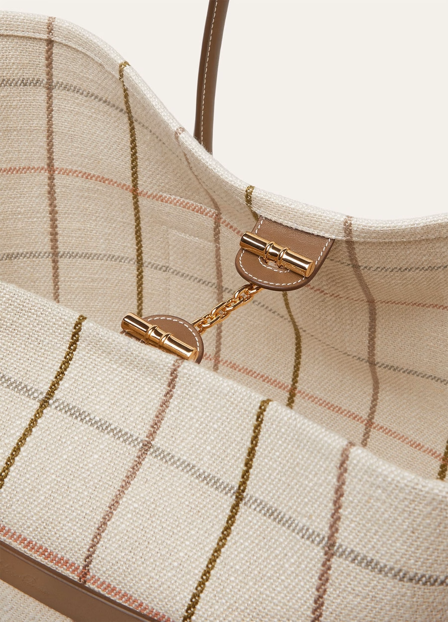 Large Shopper Bag Tartan Linen/Salted Capers/Sun Gold