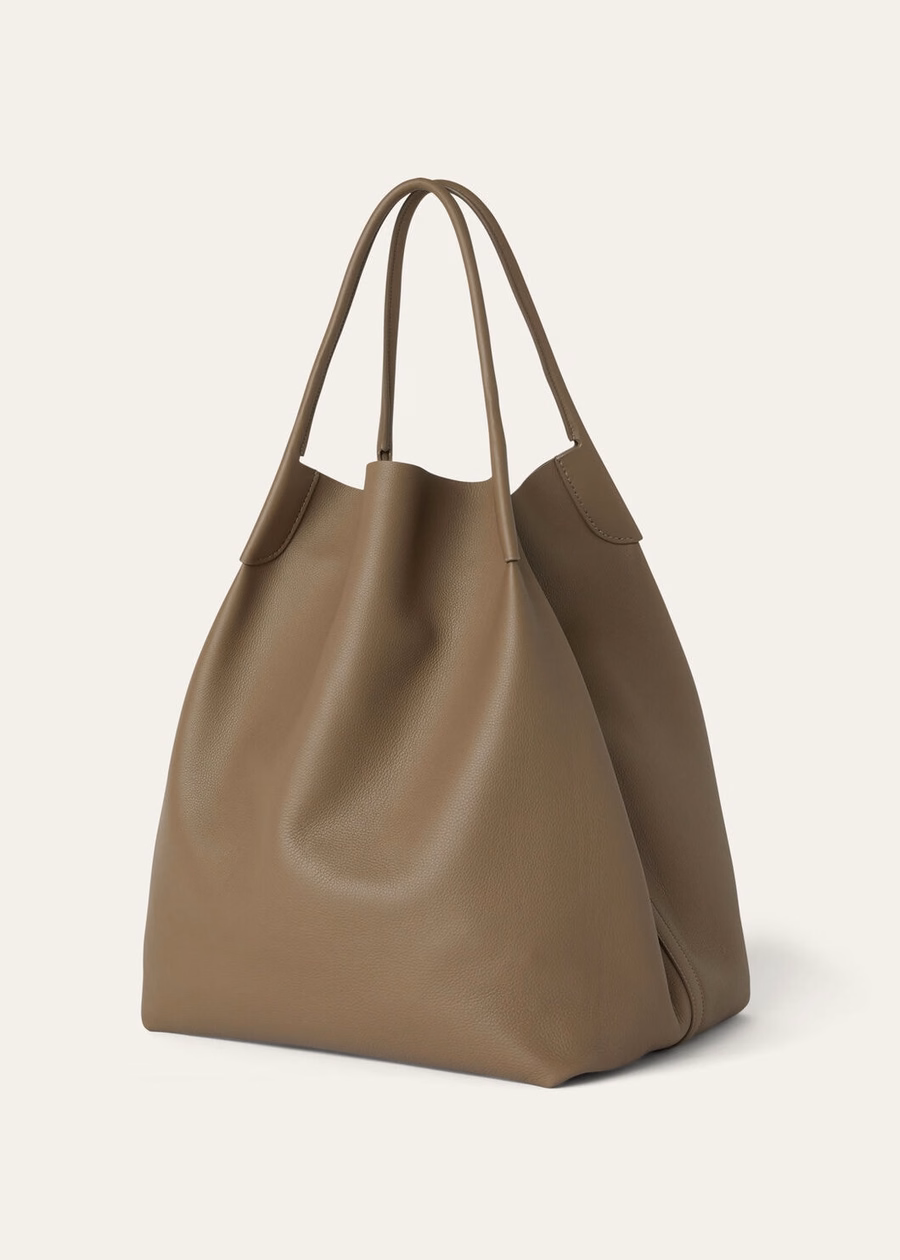 Bale Extra Large Calfskin Hobo Bag Warm Mastic/Onyx