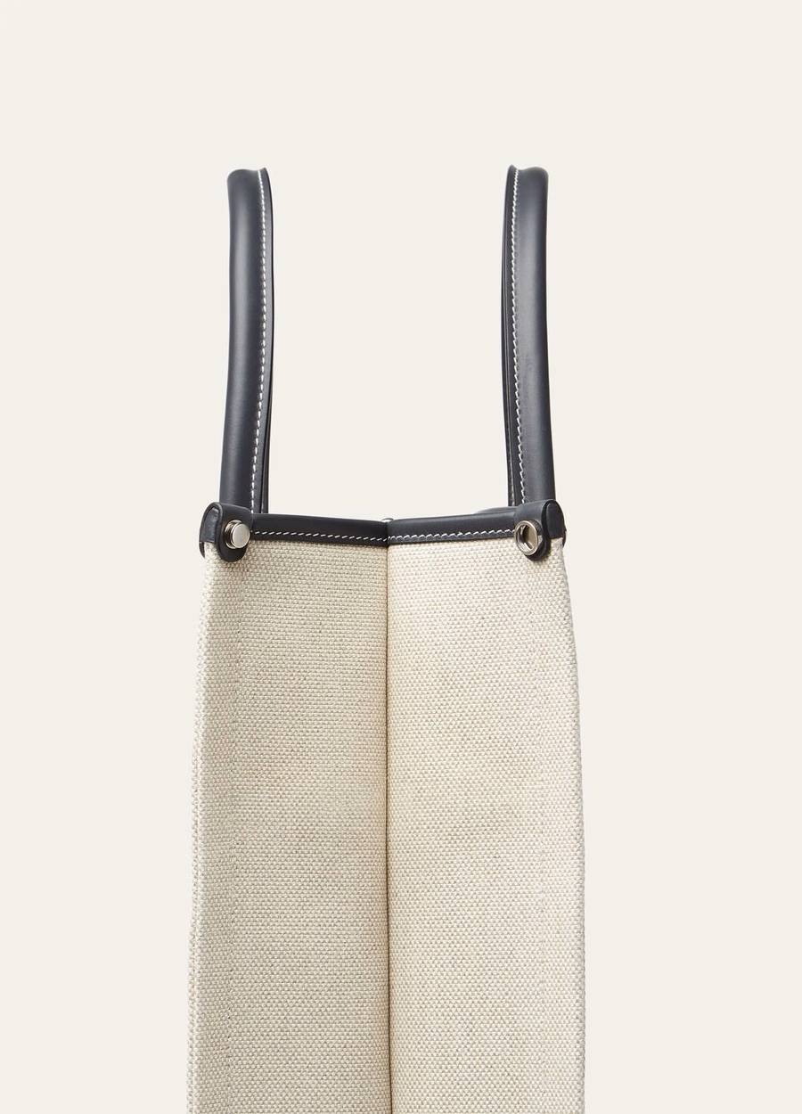 Large bag with beams Cotton Linen Natural-Stonehenge/Antique Silver