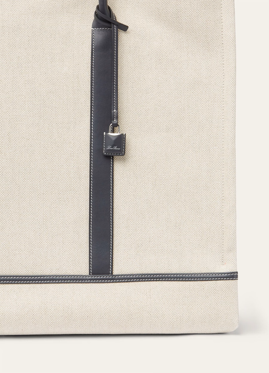 Large bag with beams Cotton Linen Natural-Stonehenge/Antique Silver