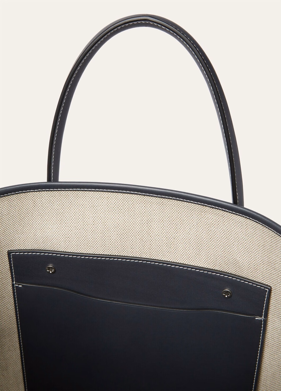 Large bag with beams Cotton Linen Natural-Stonehenge/Antique Silver