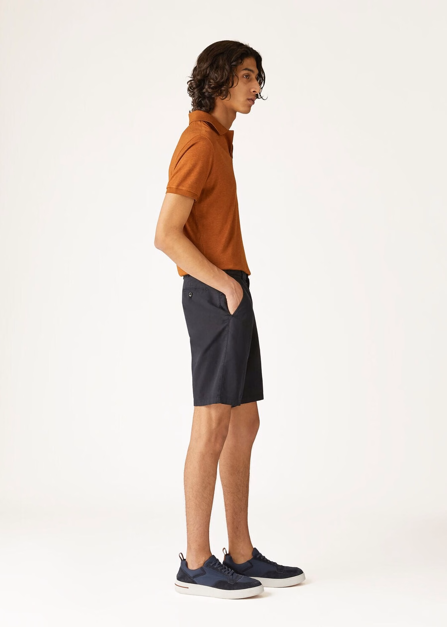 Navy Blue Cotton Deck Short