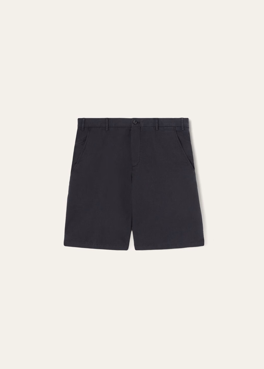Navy Blue Cotton Deck Short