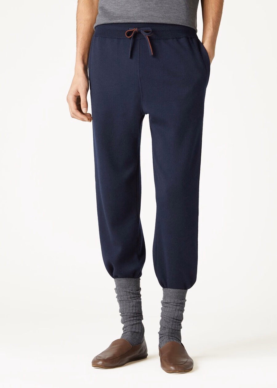 Balfour Pants Silk Cashmere Virgin Wool Navy Blue