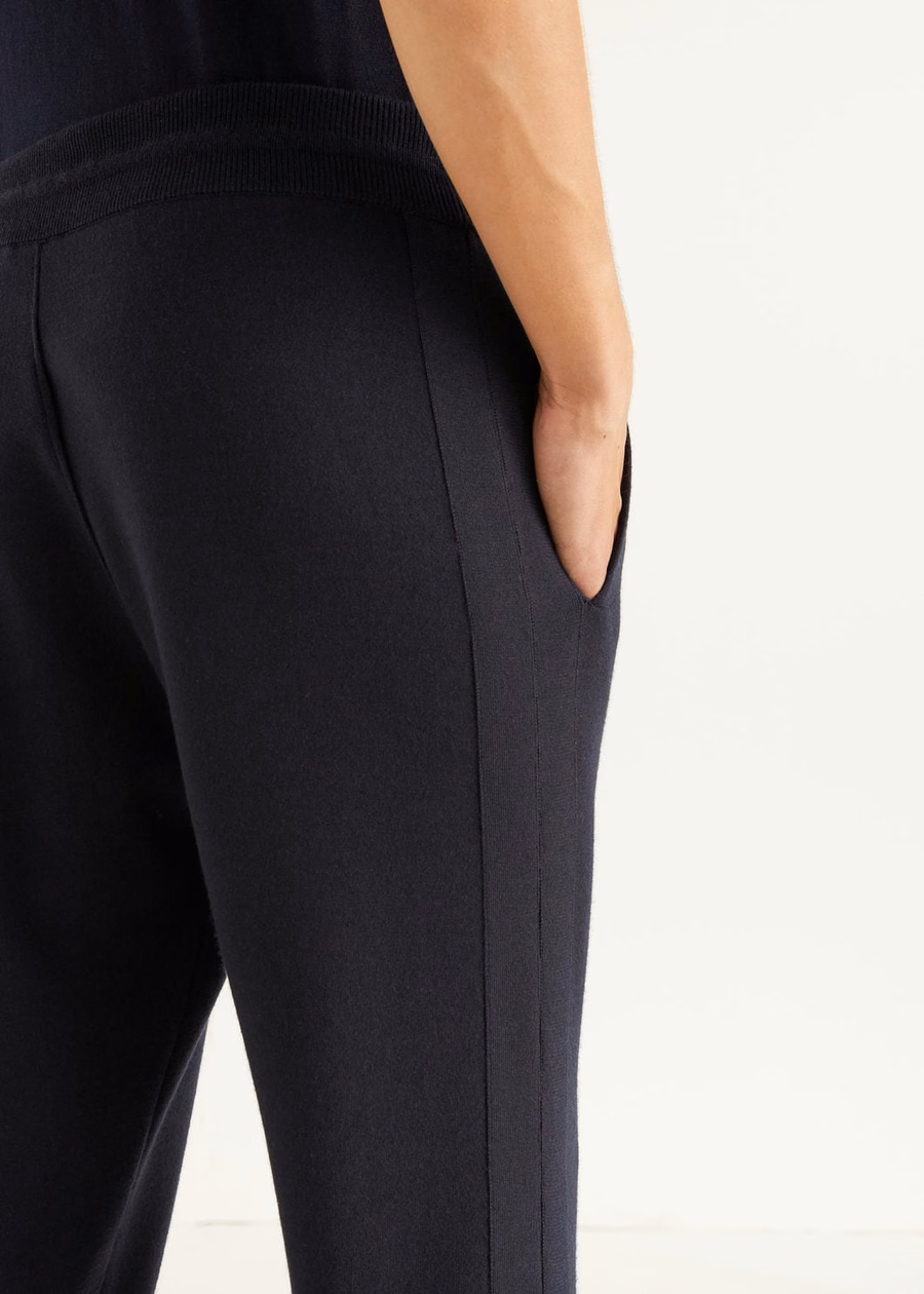 Balfour Pants Silk Cashmere Virgin Wool Navy Blue