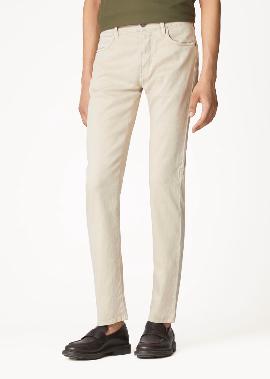 Quarona Five-Pocket Cotton Trousers In Dusty Rain