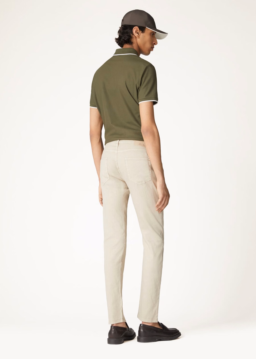 Quarona Five-Pocket Cotton Trousers In Dusty Rain