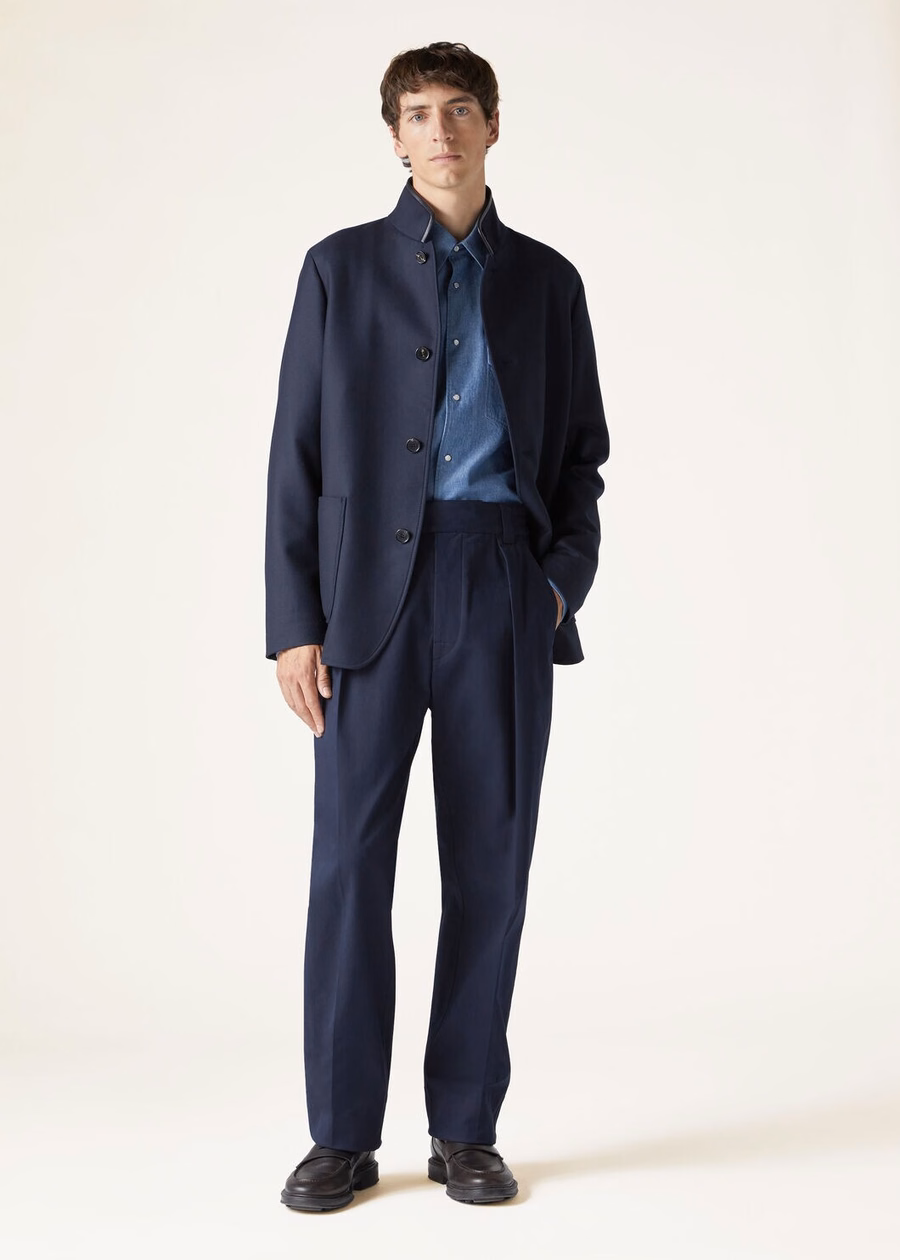 Reinga Cotton Pants Navy Ocean Waves