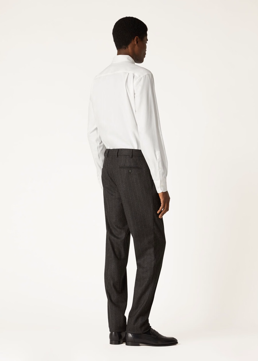 Carlo Cashmere Virgin Wool Pants Charcoal Stripes