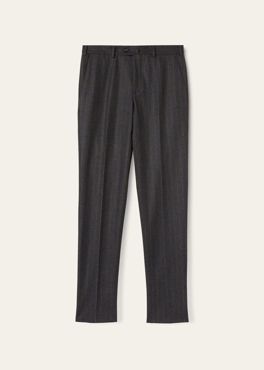 Carlo Cashmere Virgin Wool Pants Charcoal Stripes
