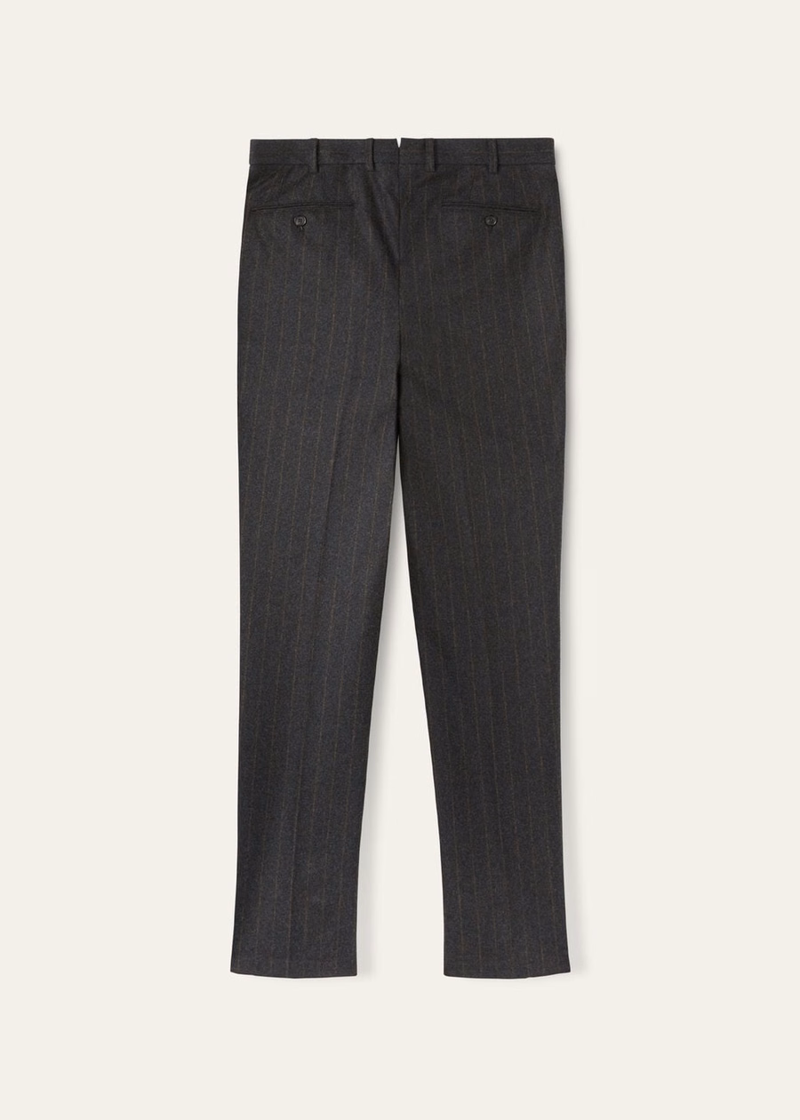 Carlo Cashmere Virgin Wool Pants Charcoal Stripes