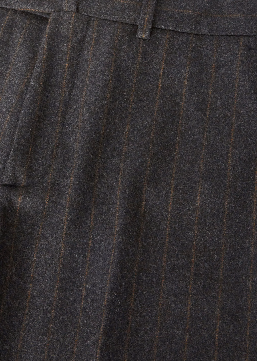 Carlo Cashmere Virgin Wool Pants Charcoal Stripes