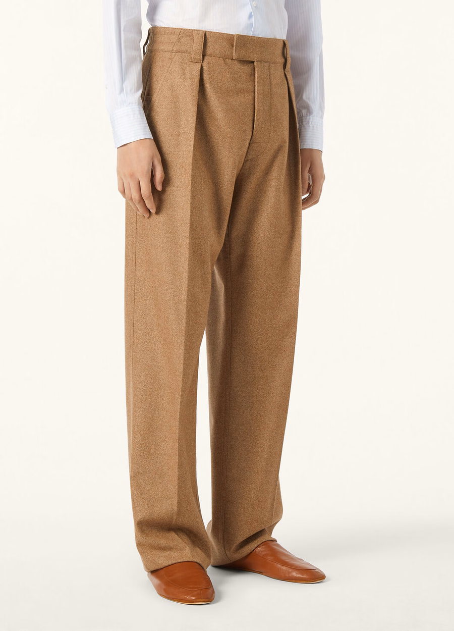 Reinga Cashmere Virgin Wool Pants Chimney Brown Melange